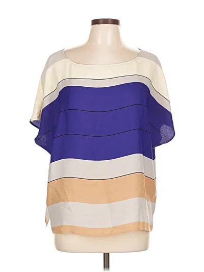 Pre-owned Ann Taylor Loft Short Sleeve Blouse In Blue