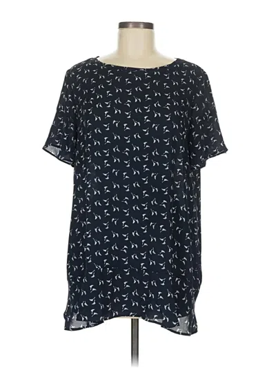 Pre-owned Ann Taylor Loft Short Sleeve Blouse In Blue