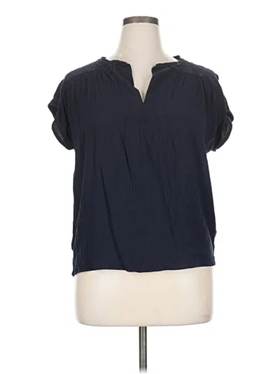 Pre-owned Ann Taylor Loft Short Sleeve Blouse In Blue