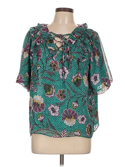 Pre-owned Ann Taylor Loft Short Sleeve Blouse In Blue