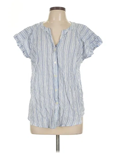 Pre-owned Ann Taylor Loft Short Sleeve Blouse In Blue