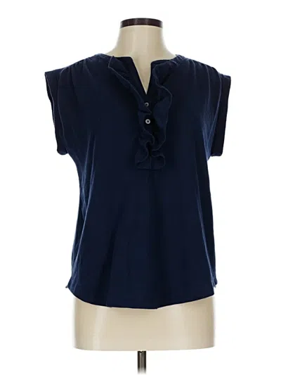 Pre-owned Ann Taylor Loft Short Sleeve Blouse In Blue