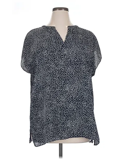 Pre-owned Ann Taylor Loft Short Sleeve Blouse In Blue