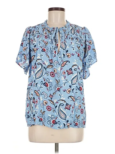 Pre-owned Ann Taylor Loft Short Sleeve Blouse In Blue