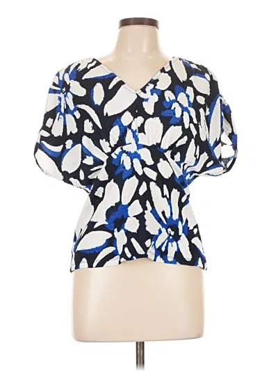 Pre-owned Ann Taylor Loft Short Sleeve Blouse In Blue