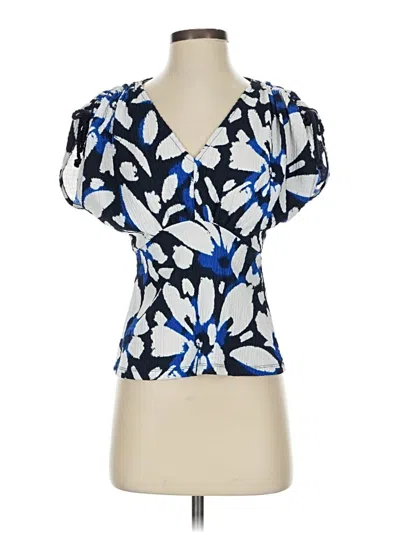 Pre-owned Ann Taylor Loft Short Sleeve Blouse In Blue