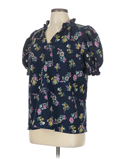 Pre-owned Ann Taylor Loft Short Sleeve Blouse In Blue