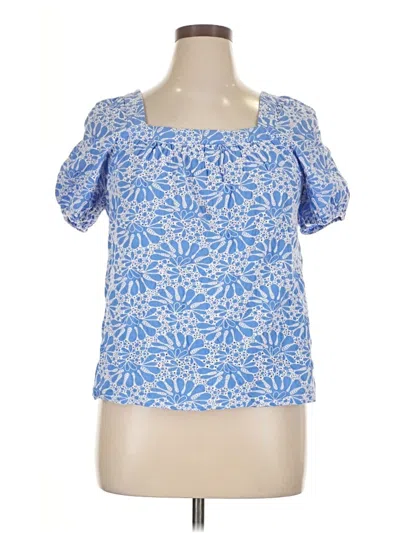 Pre-owned Ann Taylor Loft Short Sleeve Blouse In Blue