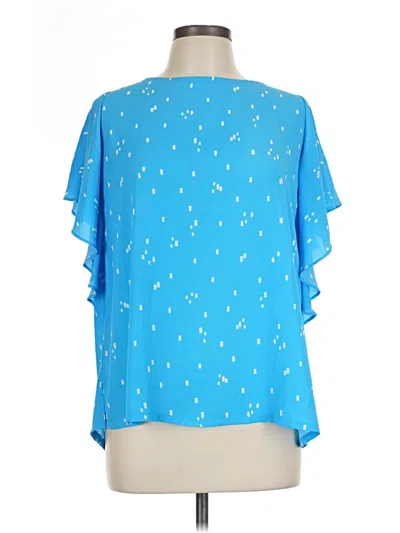 Pre-owned Ann Taylor Loft Short Sleeve Blouse In Blue