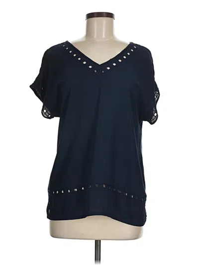 Pre-owned Ann Taylor Loft Short Sleeve Blouse In Blue