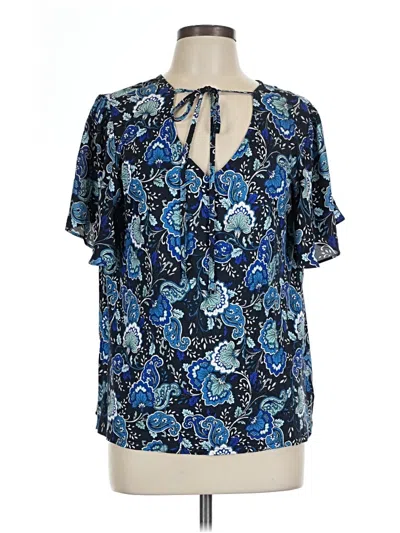 Pre-owned Ann Taylor Loft Short Sleeve Blouse In Blue