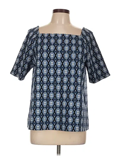Pre-owned Ann Taylor Loft Short Sleeve Blouse In Blue