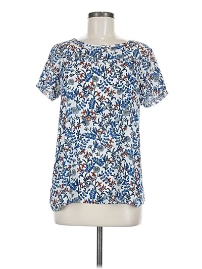 Pre-owned Ann Taylor Loft Short Sleeve Blouse In Blue