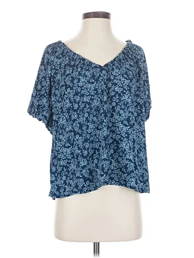 Ann Taylor Loft Short Sleeve Blouse In Blue
