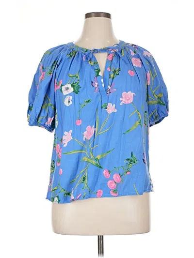 Pre-owned Ann Taylor Loft Short Sleeve Blouse In Blue