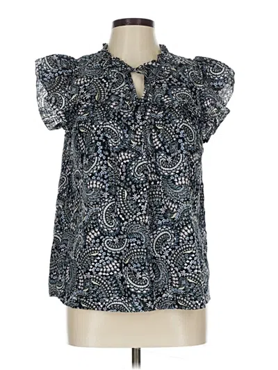 Pre-owned Ann Taylor Loft Short Sleeve Blouse In Blue