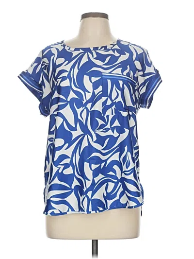 Pre-owned Ann Taylor Loft Short Sleeve Blouse In Blue