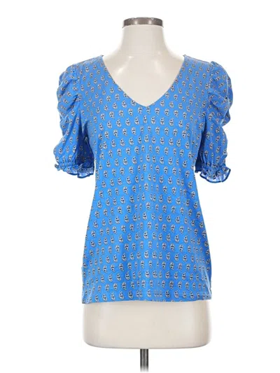 Ann Taylor Loft Short Sleeve Blouse In Blue