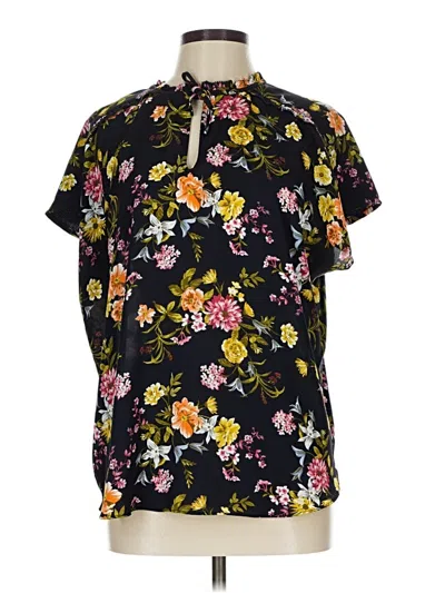 Pre-owned Ann Taylor Loft Short Sleeve Blouse In Blue