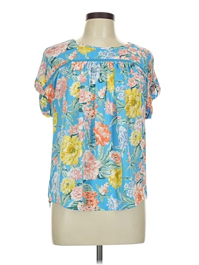 Pre-owned Ann Taylor Loft Short Sleeve Blouse In Blue