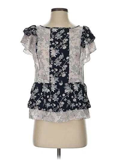 Pre-owned Ann Taylor Loft Short Sleeve Blouse In Blue