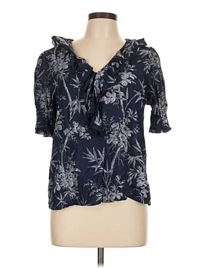 Pre-owned Ann Taylor Loft Short Sleeve Blouse In Blue