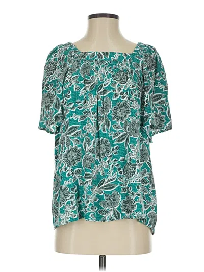 Pre-owned Ann Taylor Loft Short Sleeve Blouse In Blue