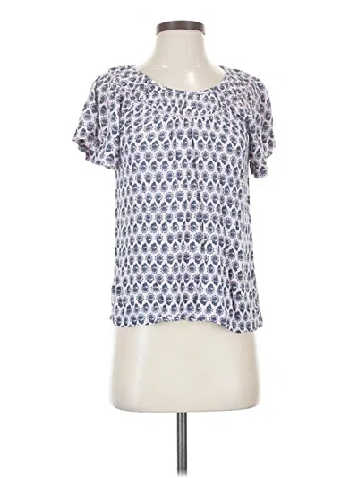 Pre-owned Ann Taylor Loft Short Sleeve Blouse In Blue