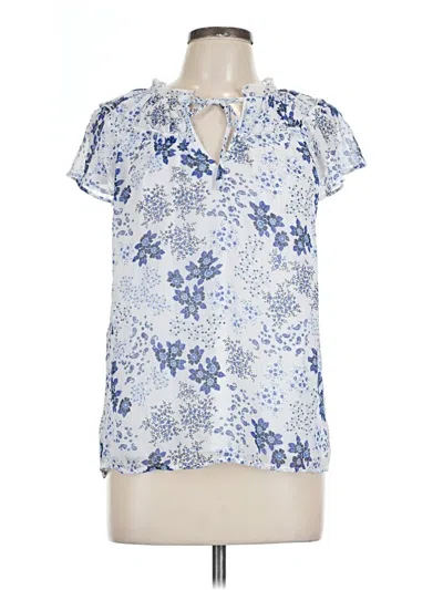 Pre-owned Ann Taylor Loft Short Sleeve Blouse In Blue