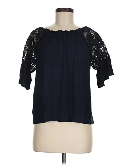 Pre-owned Ann Taylor Loft Short Sleeve Blouse In Blue