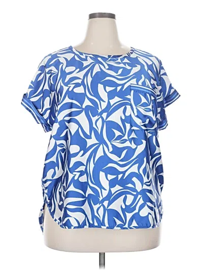 Pre-owned Ann Taylor Loft Short Sleeve Blouse In Blue