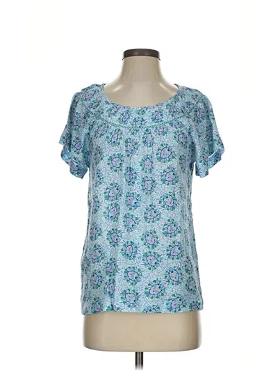 Pre-owned Ann Taylor Loft Short Sleeve Blouse In Blue