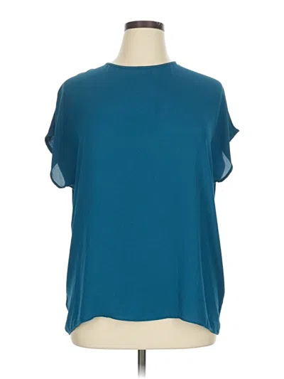 Pre-owned Ann Taylor Loft Short Sleeve Blouse In Blue