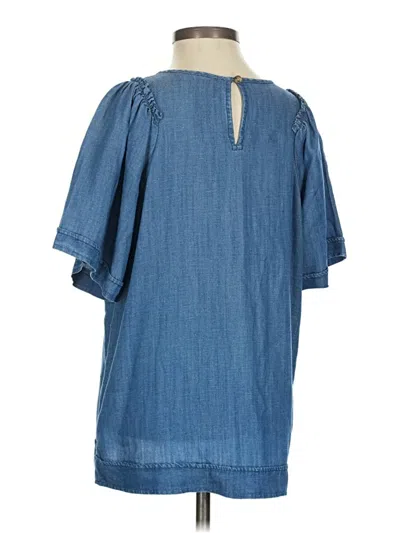 Pre-owned Ann Taylor Loft Short Sleeve Blouse In Blue