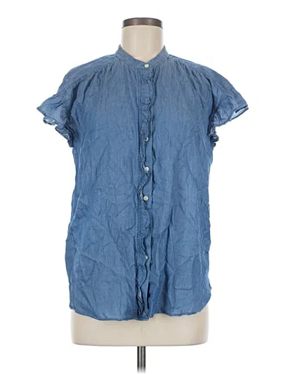 Pre-owned Ann Taylor Loft Short Sleeve Blouse In Blue