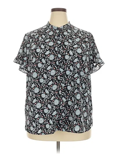 Pre-owned Ann Taylor Loft Short Sleeve Blouse In Blue