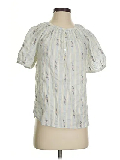 Pre-owned Ann Taylor Loft Short Sleeve Blouse In Blue