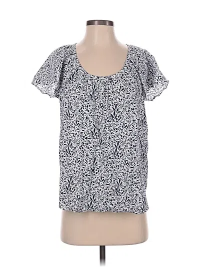 Pre-owned Ann Taylor Loft Short Sleeve Blouse In Blue