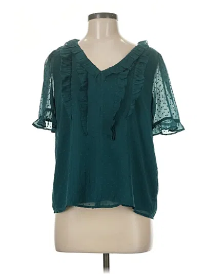 Pre-owned Ann Taylor Loft Short Sleeve Blouse In Blue