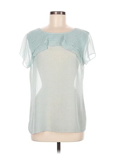 Pre-owned Ann Taylor Loft Short Sleeve Blouse In Blue