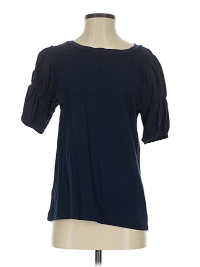 Pre-owned Ann Taylor Loft Short Sleeve Blouse In Blue