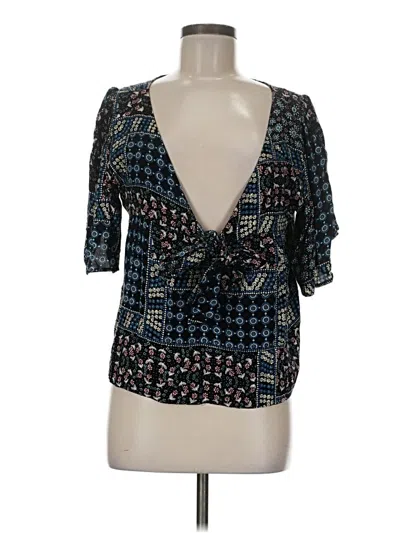 Pre-owned Ann Taylor Loft Short Sleeve Blouse In Blue