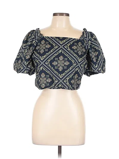 Pre-owned Ann Taylor Loft Short Sleeve Blouse In Blue