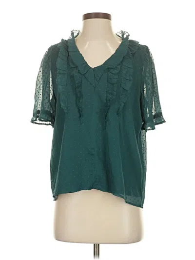 Pre-owned Ann Taylor Loft Short Sleeve Blouse In Blue