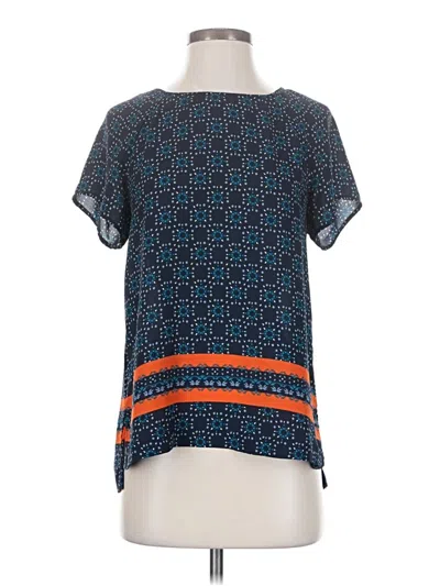 Pre-owned Ann Taylor Loft Short Sleeve Blouse In Blue