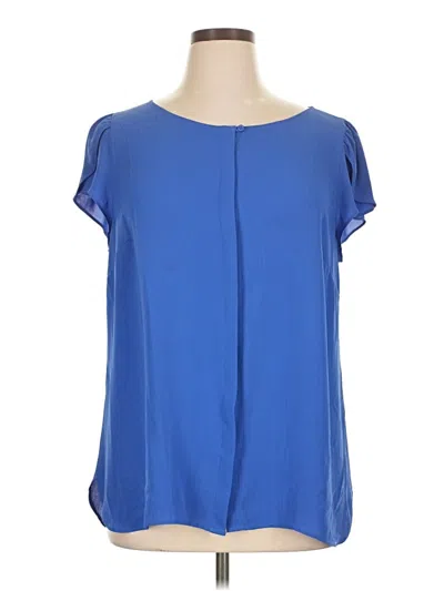 Pre-owned Ann Taylor Loft Short Sleeve Blouse In Blue