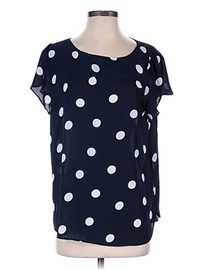 Pre-owned Ann Taylor Loft Short Sleeve Blouse In Blue