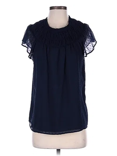 Pre-owned Ann Taylor Loft Short Sleeve Blouse In Blue
