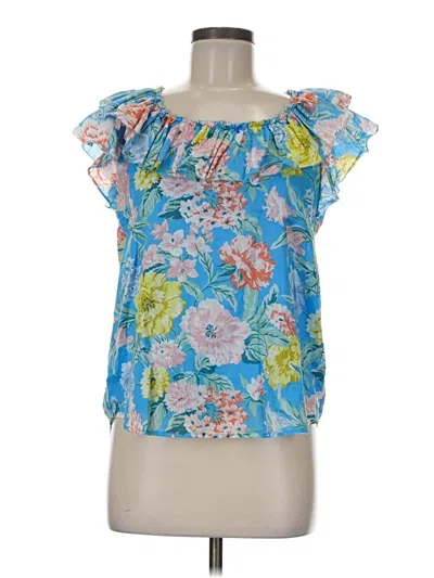 Pre-owned Ann Taylor Loft Short Sleeve Blouse In Blue