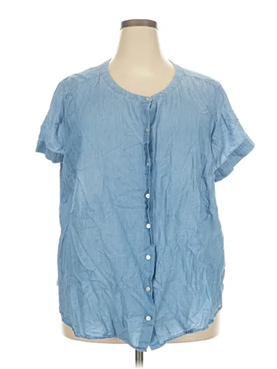 Pre-owned Ann Taylor Loft Short Sleeve Blouse In Blue